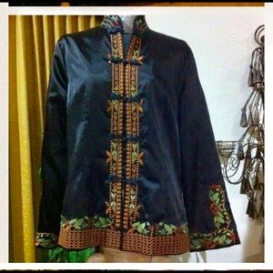 Slim fit oriental design jacket NWOT silk